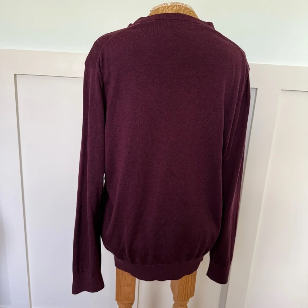 Banana Republic‎ Men's LARGE Pullover Sweater V-Neck Luxury silk cashmere Purple